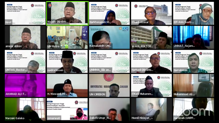 Majelis Pendidikan Tinggi, Penelitian, dan Pengembangan Pimpinan Pusat Muhammadiyah (Diktilitbang PP Muhammadiyah) menyelenggarakan webinar "Strategi PTMA terhadap Kebijakan Implementasi Jaminan Produk Halal".